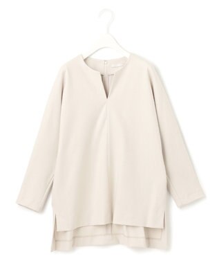 ICB 【洗える・WEB限定カラーあり】 ウールミルドサキソニー キーネックブラウス トープ系