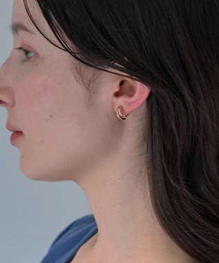 Phoebe 【金属アレルギー対応】【痛くないシリーズ】ストレートシャインクリスタルループフィットイヤリング　シャンパンゴールド シャンパンゴールド
