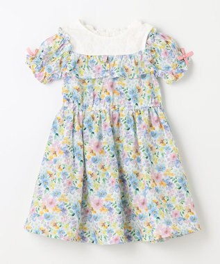 ANY KIDS オンオフショルダー ガーリー ワンピース ホワイト系花柄