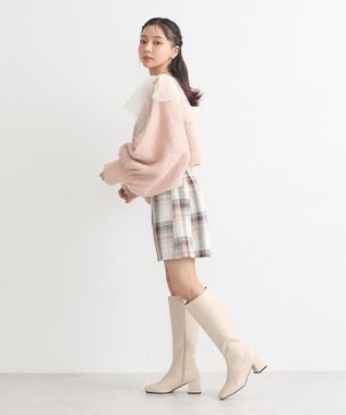 earth music&ecology コットンツイルチェックミニスカート Brown