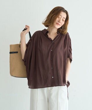 YECCA VECCA 【ドライタッチ】シアーバックギャザーシャツ Brown