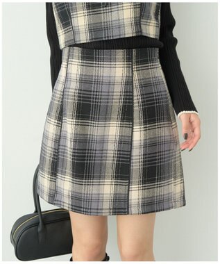 earth music&ecology コットンツイルチェックミニスカート Black