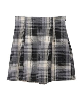 earth music&ecology コットンツイルチェックミニスカート Black