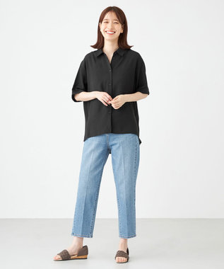 SHARE PARK LADIES センタープレスストレートデニム インディゴ