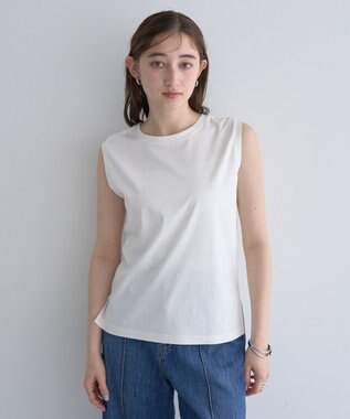 YECCA VECCA コットンスムースノースリーブトップス Off White