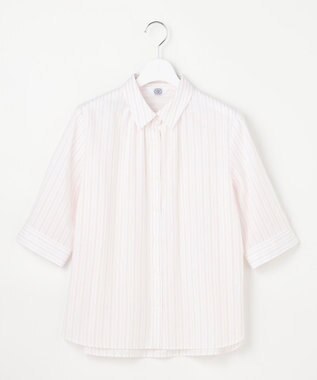 J.PRESS LADIES S 【シーンレスに活躍】セルロースカラミストライプ シャツ ブラウス ホワイト×ピンク系