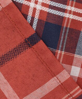 ANY 【洗える】イージーケアチェック ブラウス オレンジチェック