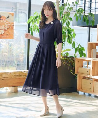 Tiaclasse 【新色追加】シフォンワンピース ネイビー