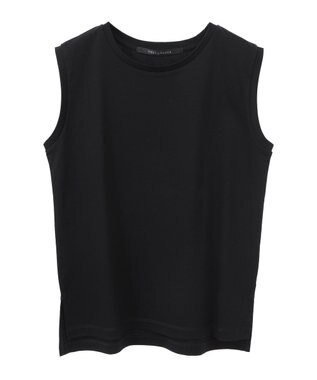 YECCA VECCA コットンスムースノースリーブトップス Black