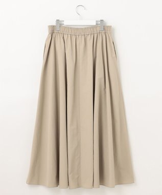 UNFILO 【洗える】撥水ナイロンタフタ ロングスカート ベージュ