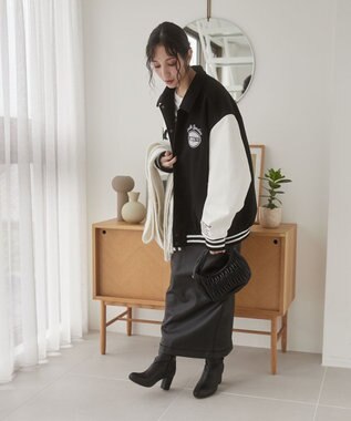 WEGO 【ユニセックス着用ITEM/SMLサイズ展開】メルトンワッペンスタジャン ブラックその他