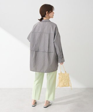 Green Parks ラメストライプタックシャツチュニック Charcoal Gray