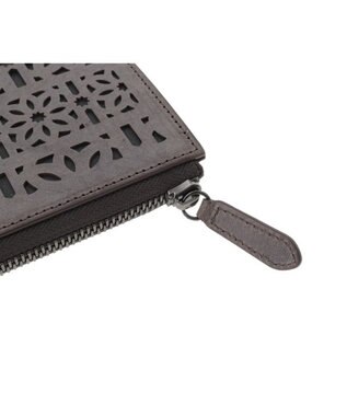 genten マルチカットワークミニ  L字長財布 ダークブラウン