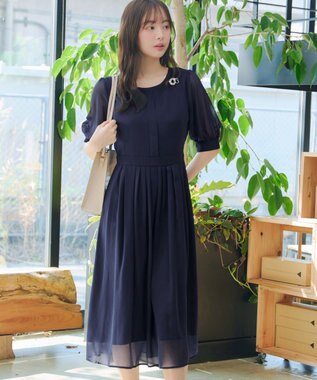 Tiaclasse 【新色追加】シフォンワンピース ネイビー