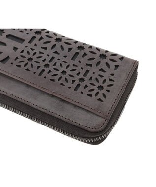genten マルチカットワークミニ  L字長財布 ダークブラウン