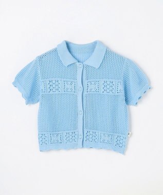 組曲 KIDS 【S-Lサイズ】クロッシェライク　カーディガン サックスブルー