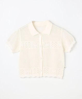 組曲 KIDS 【S-Lサイズ】クロッシェライク　カーディガン オフホワイト