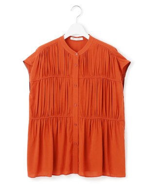 23区 L 【接触冷感/WEB&一部店舗限定】レーヨンスパローン ティアード ブラウス テラコッタ系