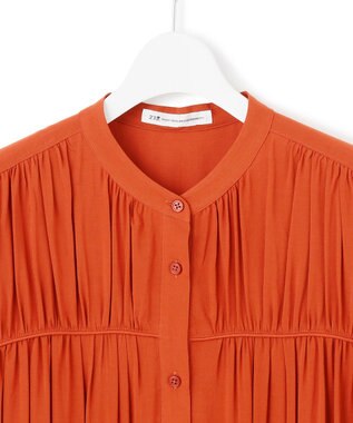 23区 S 【接触冷感/WEB&一部店舗限定】レーヨンスパローン ティアード ブラウス テラコッタ系