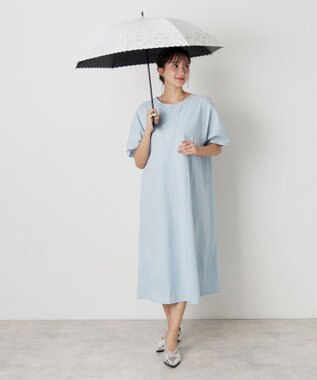 MOONBAT 【一級遮光/晴雨兼用日傘】ランバン オン ブルー (LANVIN en Blue)  長傘 日傘 フラワーグリッター オフホワイト