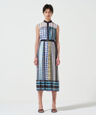 GRACE CONTINENTAL マルチチェックワンピース ネイビー