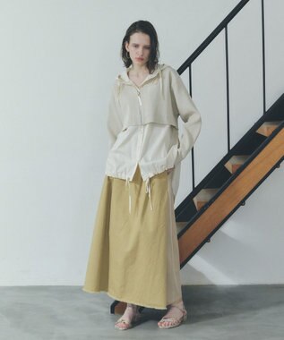 YECCA VECCA ZIPニットレイヤードフーディーシャツ Light Beige