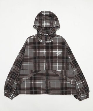 WEGO 【ユニセックス着用ITEM/MLサイズ展開】チェックロゴフードブルゾン ブラックその他