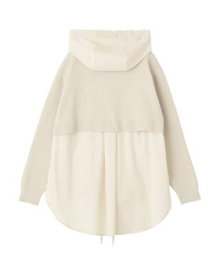 YECCA VECCA ZIPニットレイヤードフーディーシャツ Light Beige