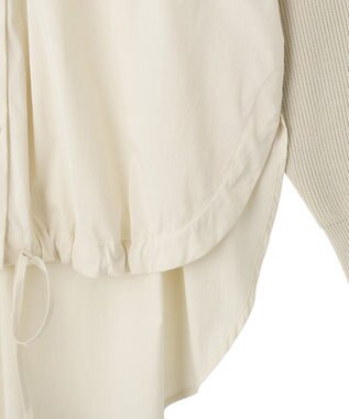 YECCA VECCA ZIPニットレイヤードフーディーシャツ Light Beige