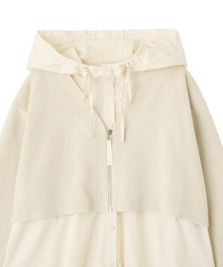 YECCA VECCA ZIPニットレイヤードフーディーシャツ Light Beige