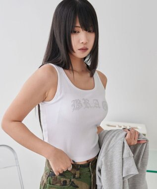 WEGO 【カップ付きインナー】ロゴスタッズカップインタンク ホワイト