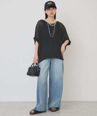 AMERICAN HOLIC 透かし畦ルーズニット Charcoal Gray