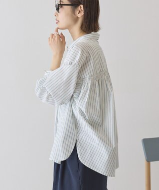 AMERICAN HOLIC 【イージーケア】バックギャザースキッパーシャツ Stripe Ivory