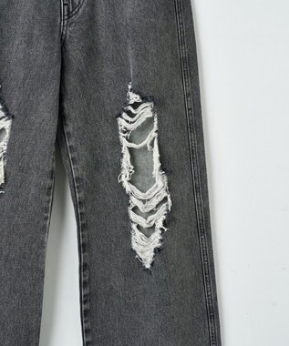 WEGO ヴィンテージウォッシュダメージデニムパンツ ブラックその他