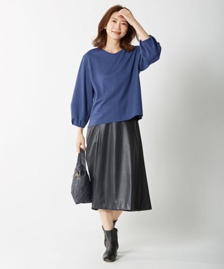 J.PRESS LADIES 【WEB限定・洗える】BARTOLOZZI ポリエステルレザーII スカート ブラック系