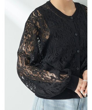 earth music&ecology レースカーディガン Black