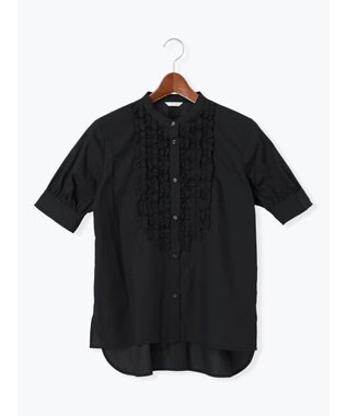 Te chichi フロントフリル5分袖ブラウス ブラック