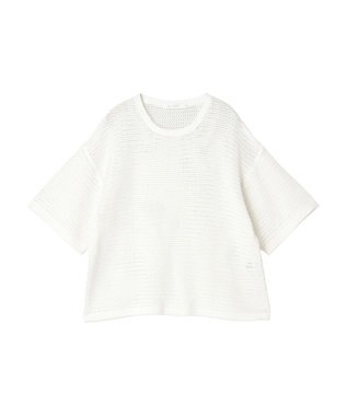 AMERICAN HOLIC 透かし編み半袖ニットプルオーバー Off White