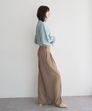 YECCA VECCA 金釦ワイドパンツ Beige