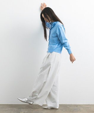 CRAFT STANDARD BOUTIQUE ベルトデザインワイドパンツ Stripe White