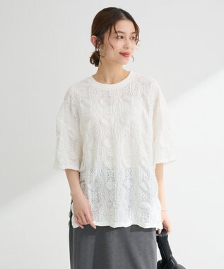 Green Parks ・ＳＵＧＡＲ　ＳＰＯＯＮ　シャーリングカットレースＴＥＥ Off White