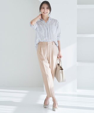 ANY SIS 【洗える】トロミシャツカラー ブラウス ネイビーストライプ