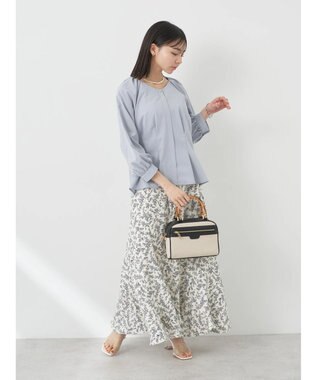 earth music&ecology ペプラムブラウス Grayish Blue