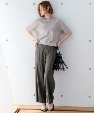 23区 L 【GLOW8月号掲載/接触冷感】半袖 クロップド IT TEE グレージュ系