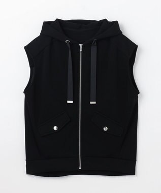 GRACE CONTINENTAL フードノースリーブ トップ ブラック