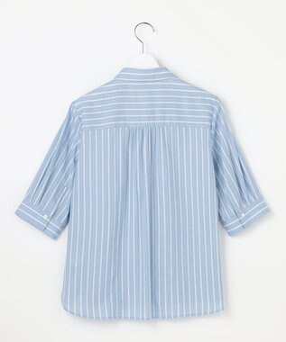 J.PRESS LADIES L 【シーンレスに活躍】セルロースカラミストライプ シャツ ブラウス ソフトブルー系