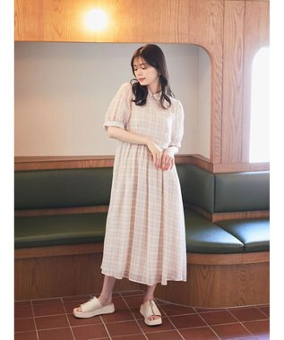 earth music&ecology クラシカルチェックワンピース Beige