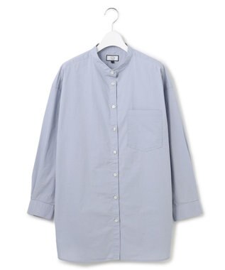 J.PRESS YORK STREET 【WOMEN】ワンウォッシュタイプライター フリルレイブラウス サックスブルー系