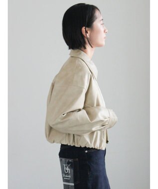 Te chichi フェイクレザークロップドブルゾン グレー