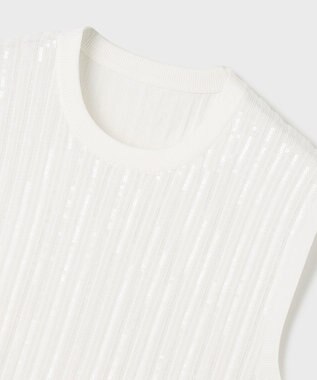 GRACE CONTINENTAL スパンコールニットノースリーブ ホワイト